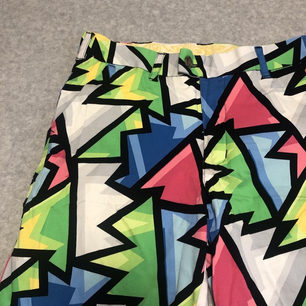Loudmouth Golf Shorts Mens Size 30 Crystal Geometric Abstract Neon Multicolor - Picture 4 of 5